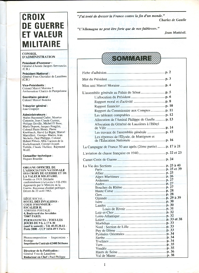 CROIX DE GUERRE ET VALEUR MILITAIRE (n° 90, 1990) : Contre-torpilleur "Fantasque", Aviation, Campagne De France... - Francese