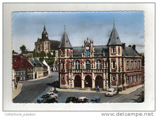 Cp, 62, Auxi-le-Château, L'Hôtel De Ville Et L'Eglise, écrite - Auxi Le Chateau