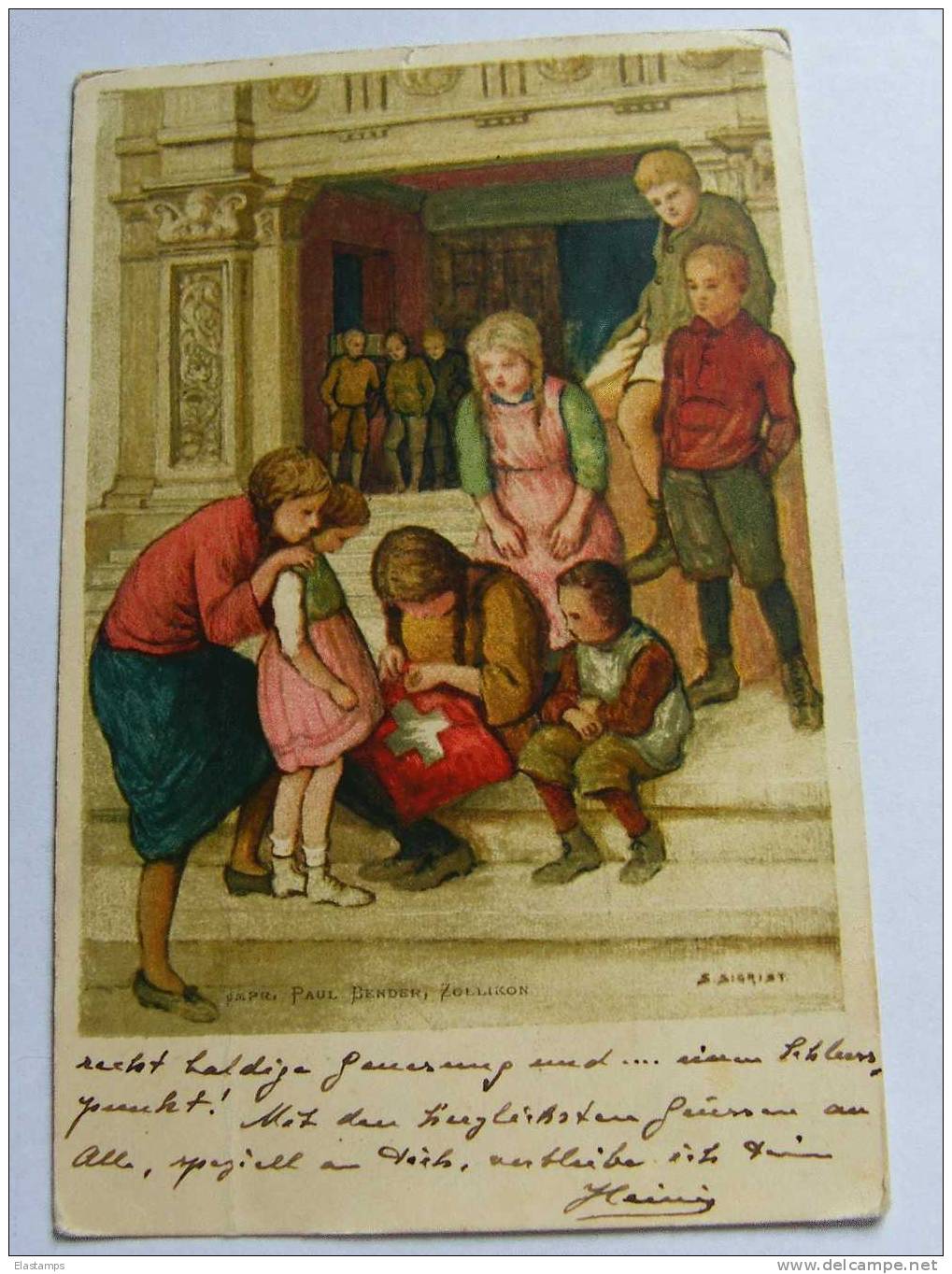 == Schweiz Bundefeier 1925, Kinder, Verlag  Paul Bender Zöllikon , Mängel - Croix-Rouge