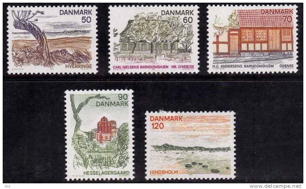 Danemark  1974 N°Y.T. : 574 à 578* - Neufs