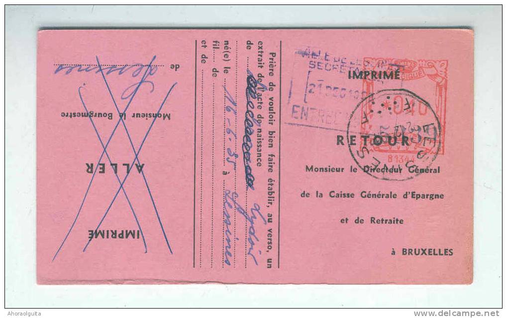 Carte Caisse De Retraite LESSINES 1959 - Cachet De La Commune Au Verso  --  OO/019 - Post Office Leaflets