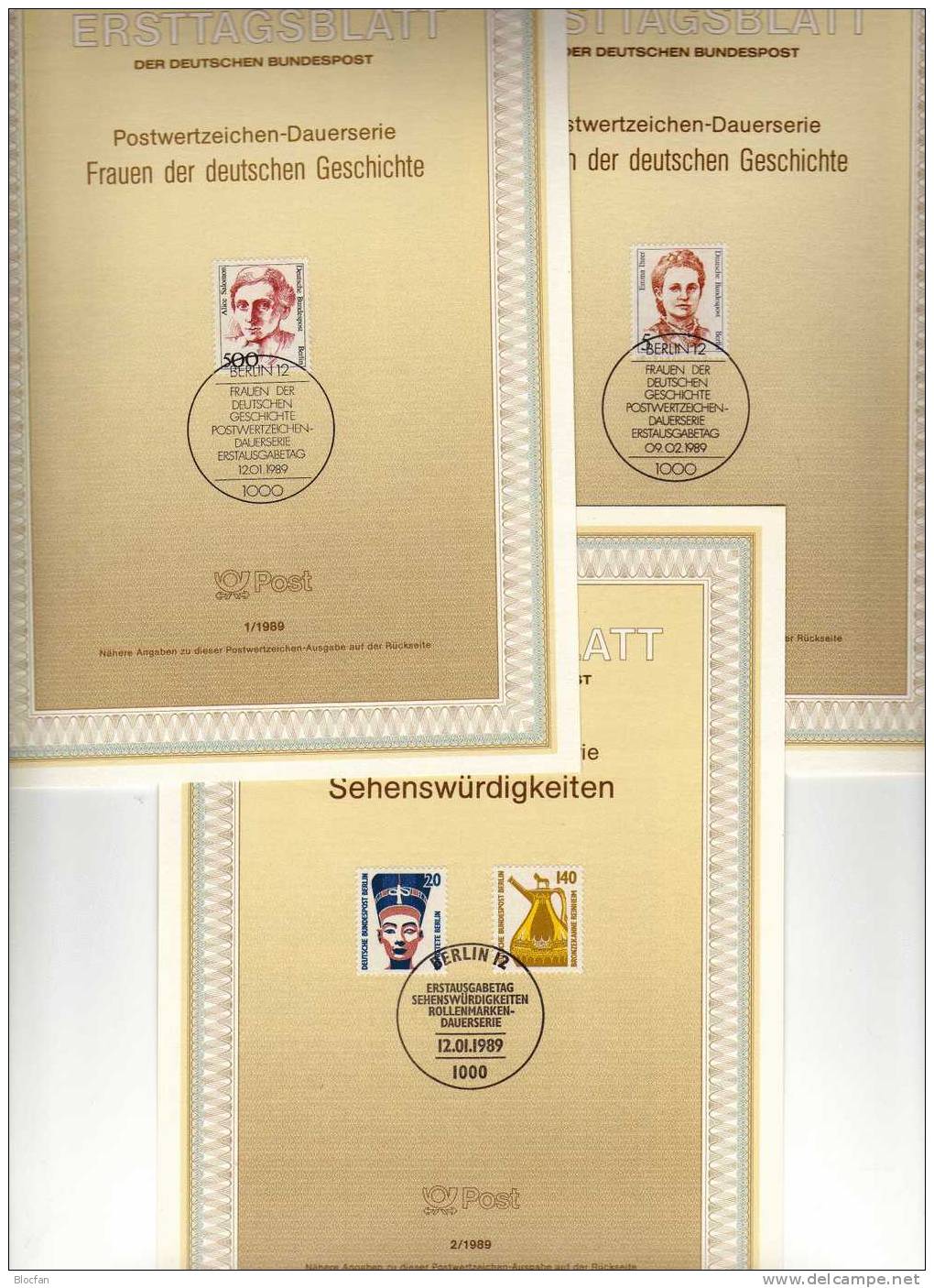 I. Quartal 1989 ETB Salomon Sehenswürdigkeiten Ihrer Sport Berlin 830-837 SST 45€ Ersttagsblatt Set Document Of Germany - 1e Jour – FDC (feuillets)