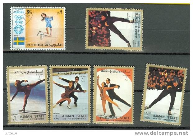 PATINAGE Lot N°07, 6 Timbres: Fujeira - Ajman State - JO 1972 Munich - Figure Skating