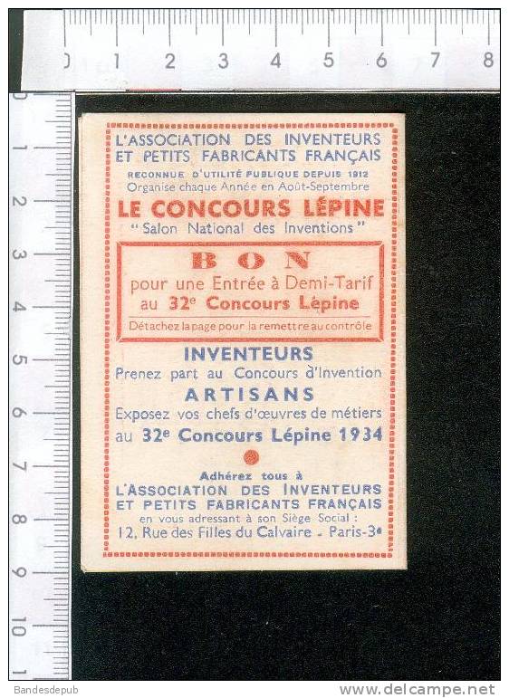 Concours Lépine Petit Calendrier Illustré 1934 Inventeur Bon Entrée Salon National Inventions - Petit Format : 1921-40