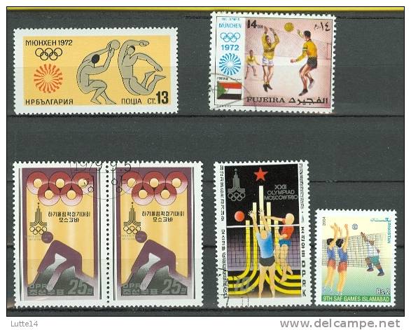 VOLLEY-BALL  Lot N°07, 6 Timbres: Bulgarie - Fujeira - Corée - Corée - Pakistan - Volleybal