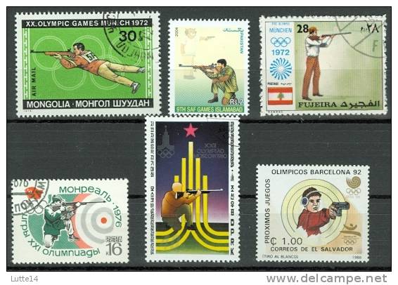 TIR Lot N°08, 6 Timbres: Mongolie - Corée - Pakistan - Fujeira - USSS - Salvador - Shooting (Weapons)