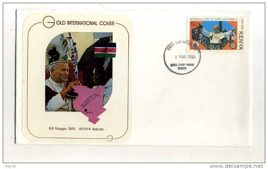 - KENYA . ENVELOPPE FDC VOYAGE DE JEAN-PAUL II . CACHET 1er JOUR  NAIROBI 8/5/80 - Kenya (1963-...)