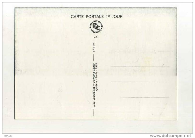 - FRANCE . CM CROIX-ROUGE "LA PAIX" VITRAIL DE FERNAND  LEGER . CACHET 1er JOUR AUDINCOURT 5/12/81 - Glasses & Stained-Glasses
