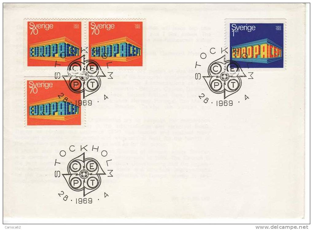 1969 - SVEZIA FDC  EUROPA CEPT - VEDI - 1969