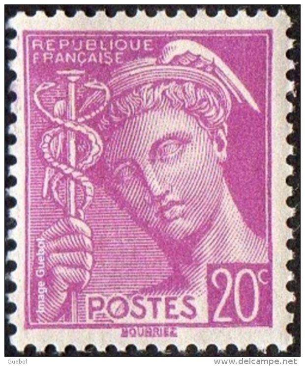 France Mercure N°  410 ** Le 20 Centimes Lilas - 1938-42 Mercurio