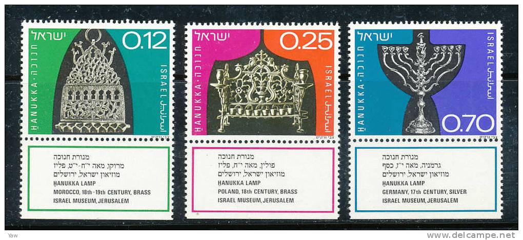 ISRAELE 1972 FESTA DI &#8140;&#8120;NUKK&#8121;H, DELLE LUCI. SERIE COMPLETA MNH** YT 503-05 - Judaika, Judentum