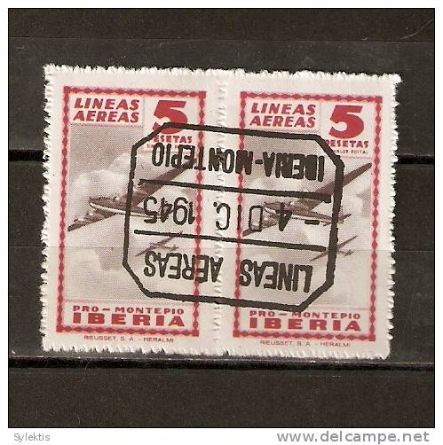 SPAIN 1945 PRO MONTERIA  IBERIA PAIR  #2 - Usados