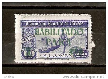 SPAIN RURAL OV. HABILITADO & NEW VALUE 5 PARA GREEN - Military Service Stamp