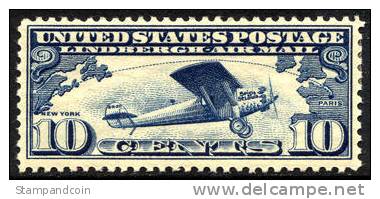 US C10 Mint Hinged 10c Lindbergh Airmail From 1927 - 1b. 1918-1940 Neufs