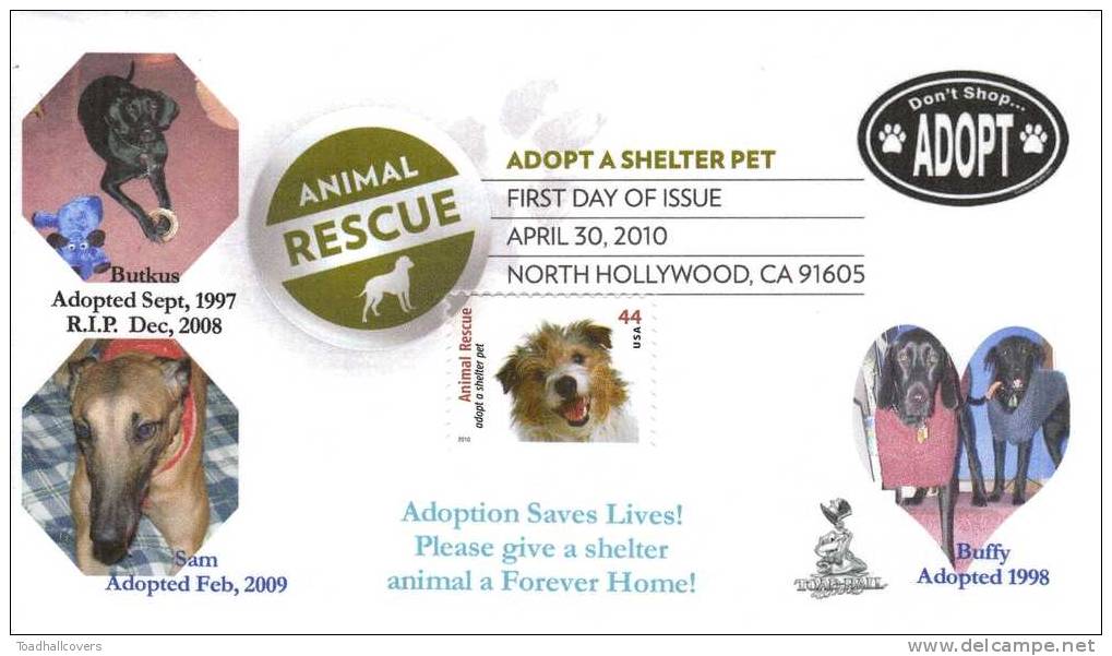 Animal Rescue, Adopt A Shelter Pet First Day Cover, From Toad Hall Covers!  #6 - 2001-2010