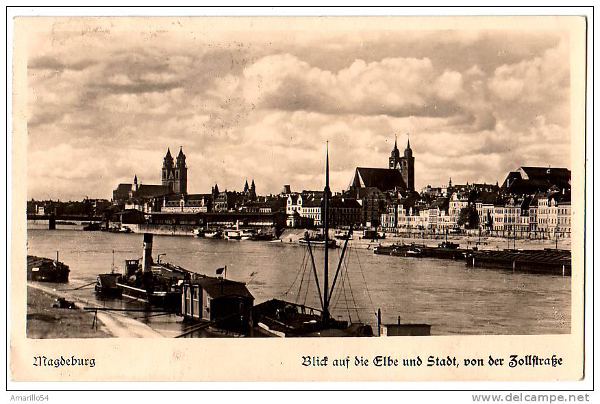 RAR Foto AK Magdeburg - Zollstrasse, Elbe 1938 - Magdeburg