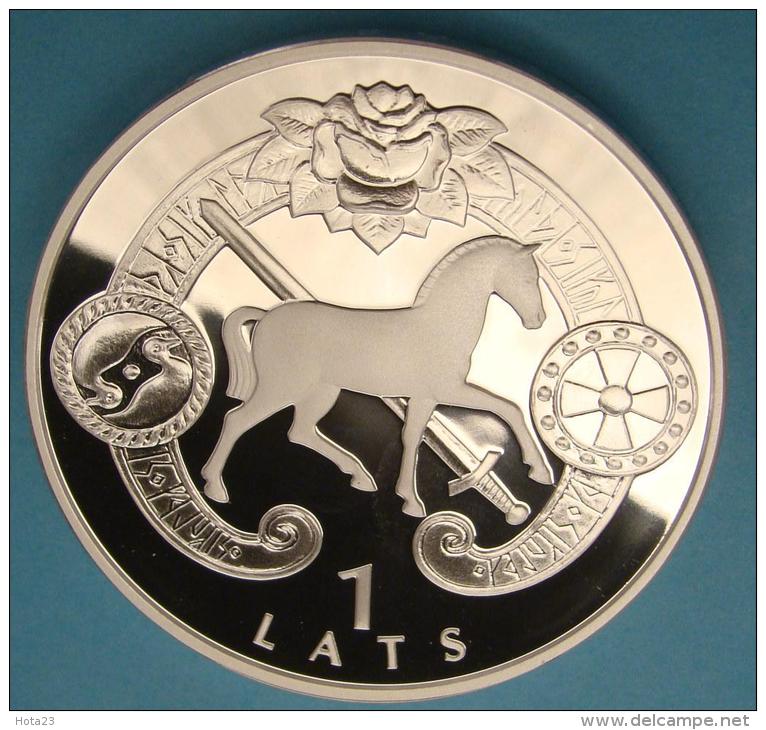 2007 LATVIA Silver Coin SIGULDA  -  1 Lats Proof  2007   HORSE , ROSE / ROSES - Lettland