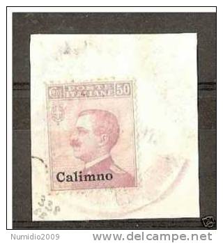 1912 COLONIE EGEO CALINO USATO 50 CENT FRAMMENTO RR1614 - Ägäis (Calino)