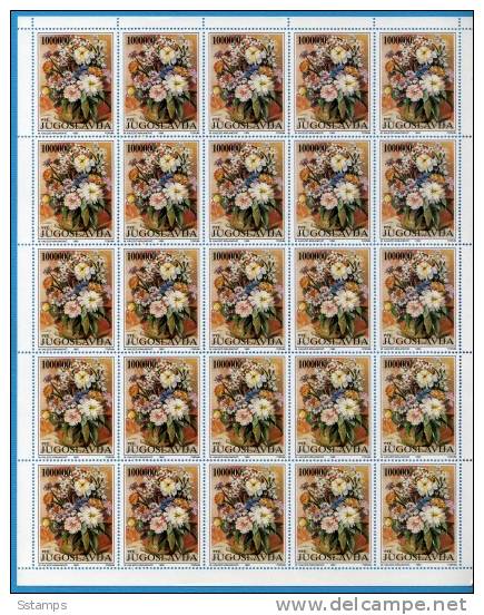 JUGOSLAVIA 1993 EXTRA OFFER FLORA ARTE 25 SETS  CATALOG PRICE 150 EURO NEVER HINGED - Blocks & Sheetlets