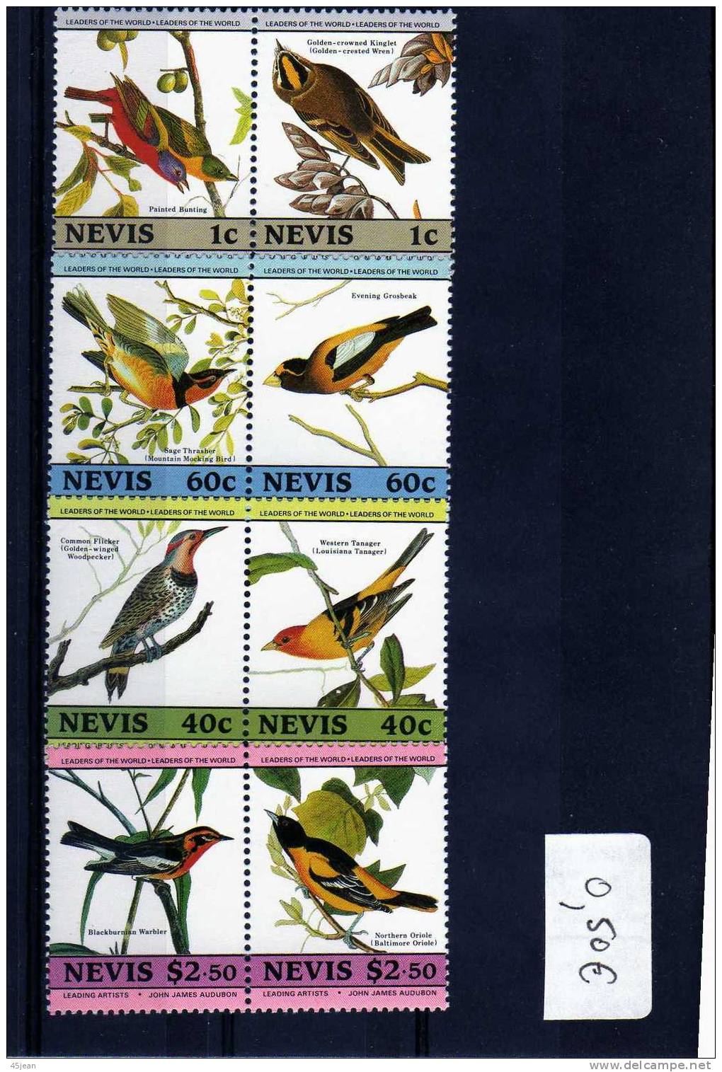 Nevis: 1985 Très Belle Série Oiseau En Paires N** Pour Les 200 Ans De J.J Audubon - Verzamelingen, Voorwerpen & Reeksen