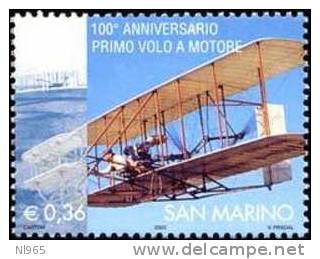 REPUBBLICA Di SAN MARINO - ANNO 2003  - ANNIVERSARIO PRIMO AEROPLANO A MOTORE - VALORI 4  - NUOVI MNH ** - Unused Stamps