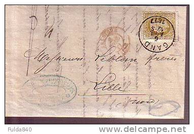 No 32- Cachet Simple Cercle GAND 1877 Vers LILLE - Entête Verbeke & Berreman à Gand - Poste Rurale