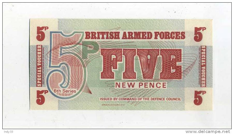 - GRANDE-BRETAGNE . BRITISH ARMED FORCES . SPECIAL VOUCHER . 5 N.P. - British Armed Forces & Special Vouchers