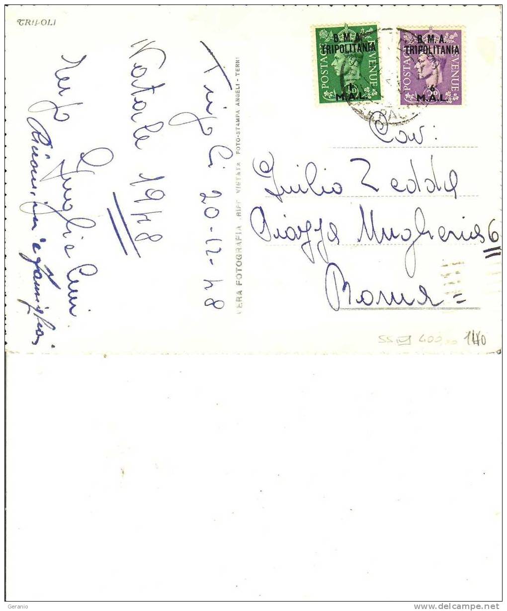 BMA TRIPOLITANIA 1 MAL PIU 6 MAL 1948 - Tripolitaine