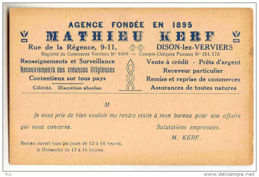 D1112 - DISON - Mathieu Kerf, Renseignements Et Surveillance - Dison