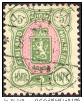 Finland #44 XF Used 5m Green & Rose From 1890 - Used Stamps