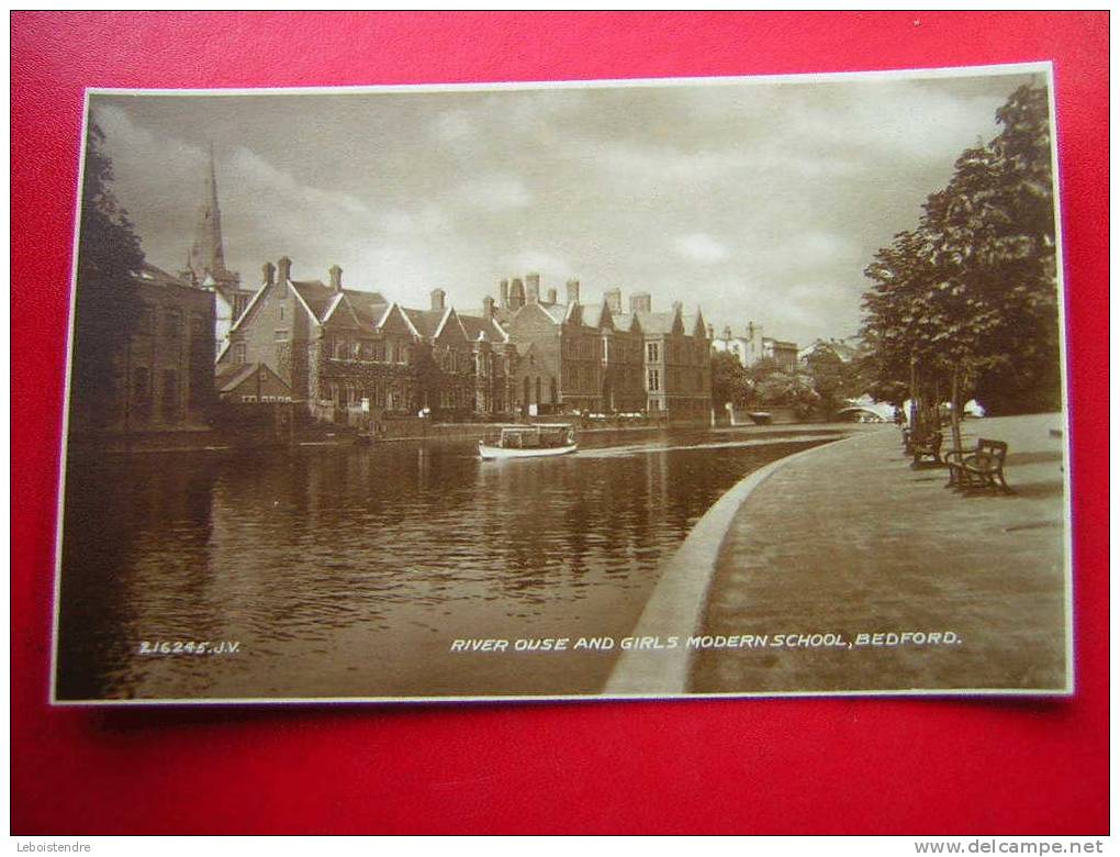 CPSM OU CPA PHOTO-ANGLETERRE -RIVER OUSE AND GIRLS MODERN SCHLOOL ,BEDFORD-NON VOYAGEE-CARTE EN BON ETAT. - Bedford