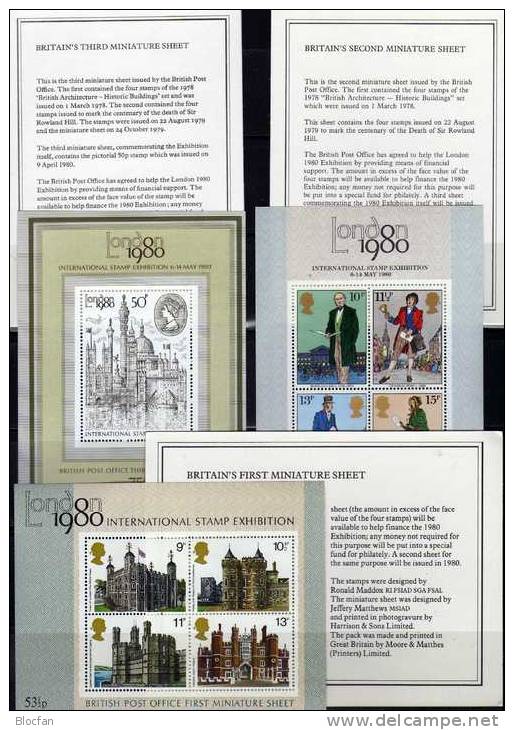 EXPO London 1980 Großbritannien Block 1 Bis 3 ** 12€ Im PP Sir Hill Postuniform Bf Architectur Bloc Tower Sheet Of UK - Collections