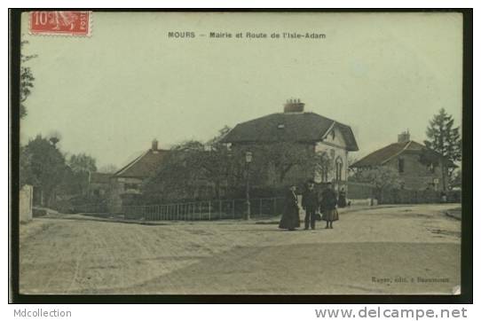 95 MOURS / Mairie Et Route De L'Isle-Adam / BELLE CARTE COULEUR SEMI GLACEE - Mours