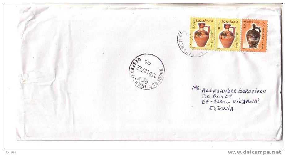 GOOD ROMANIA Postal Cover To ESTONIA 2007 - Good Stamped: Ceramic - Lettres & Documents