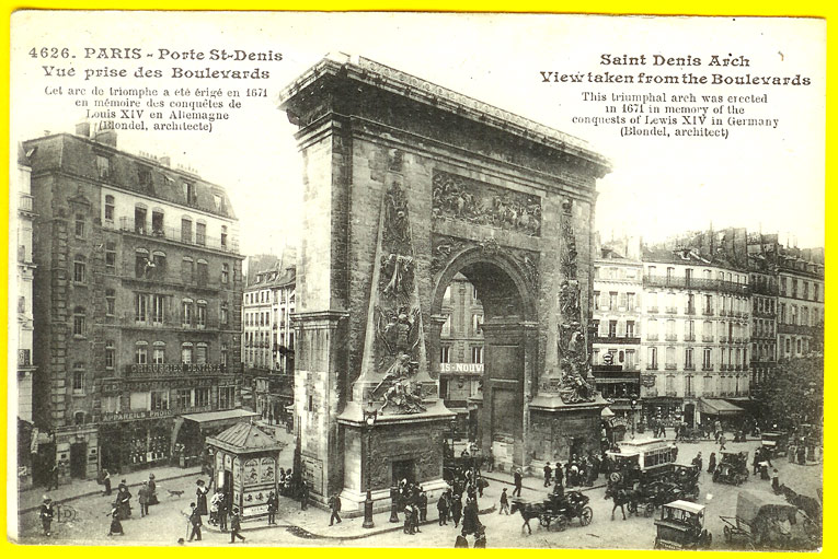 PORTE ST DENIS - VUE PRISE DES BOULEVARDS  à PARIS  TRAMWAY  D64 - Arrondissement: 10