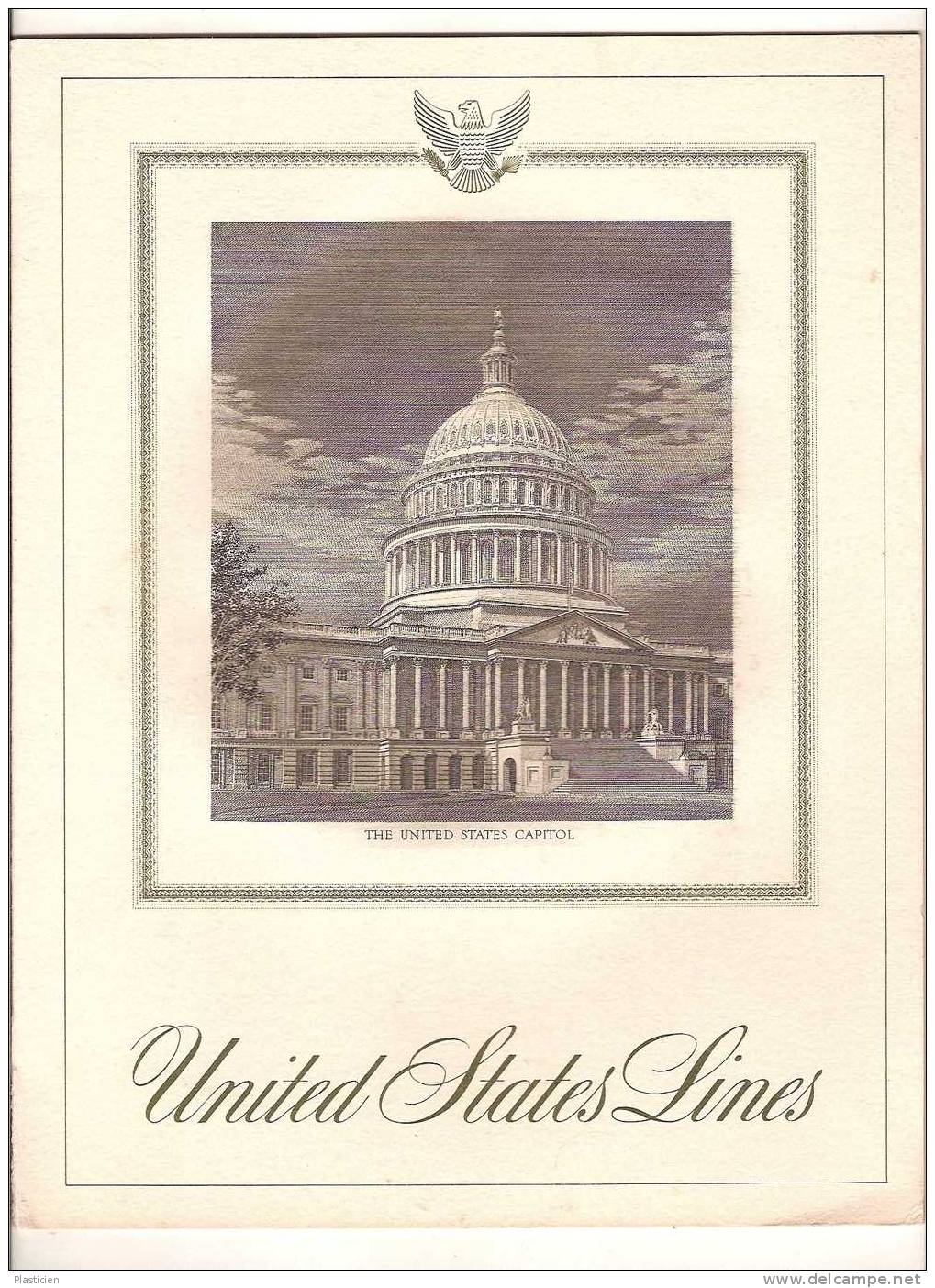 MENU PAQUEBOT S.S. "UNITED STATES" D'UNITED STATES LINES, UNITED STATES CAPITOL - Barco