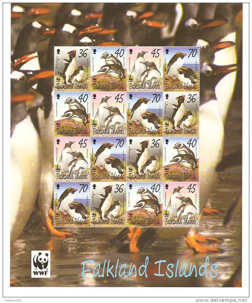 Falkland - Foglietto Nuovo:  Pinguini Protetti Dal WWF - Pingouins & Manchots