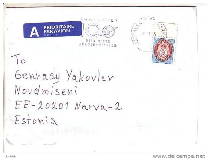 GOOD NORWAY Postal Cover To ESTONIA 2003 - Good Stamped: Posthorn - Briefe U. Dokumente