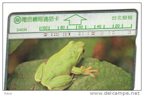 TAIWAN  100 U  GREEN  FROG FROGS  L & G CODE: 477G  EARLY CARD  READ DESCRIPTION !!! - Taiwan (Formose)