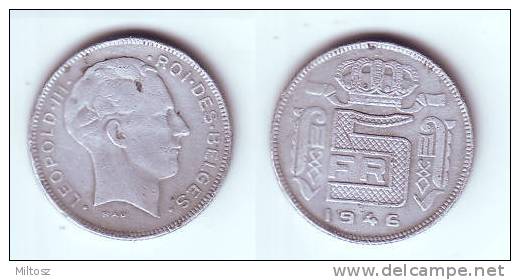 Belgium 5 Francs 1946 WWII Issue (legend In French) - 5 Francs