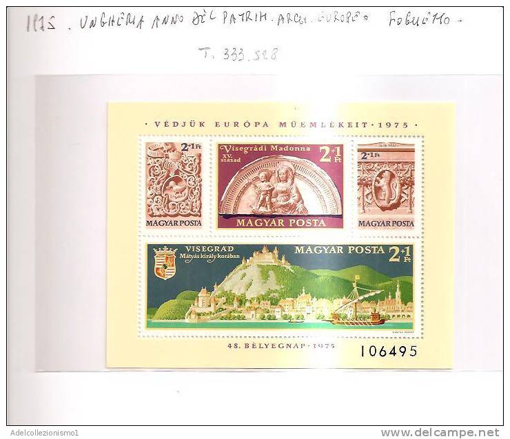 42271)fogliio Con N°4 Valori Serie 1975 Ungheria - Anno Europeo Del Patrimonio Architettonico - Poststempel (Marcophilie)