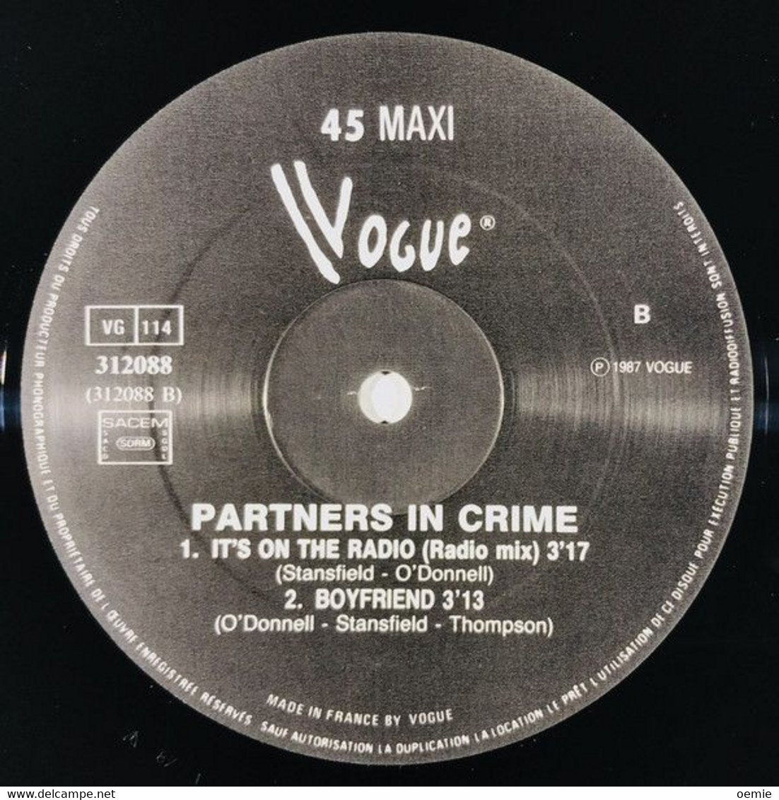 PARTNERS IN CRIME °°  IT'S ON THE RADIO - 45 Rpm - Maxi-Singles