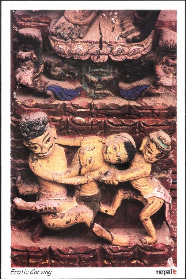 Nepal Sex Temple Sculpture Postcard 002 - Nepal