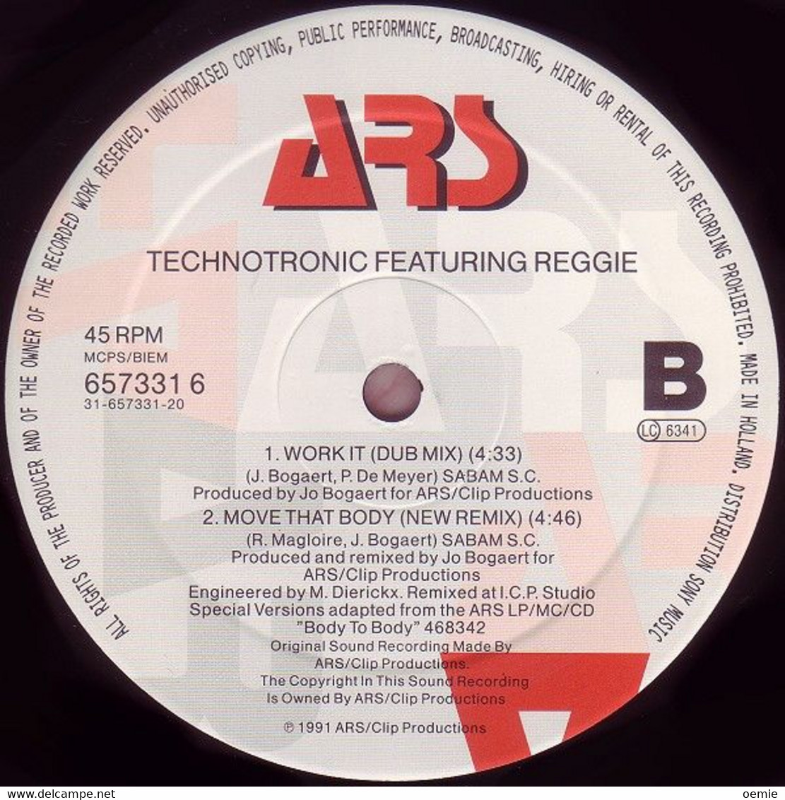 TECHNOTRONIC  FEATURING REGGIE °°  WORK - 45 Toeren - Maxi-Single