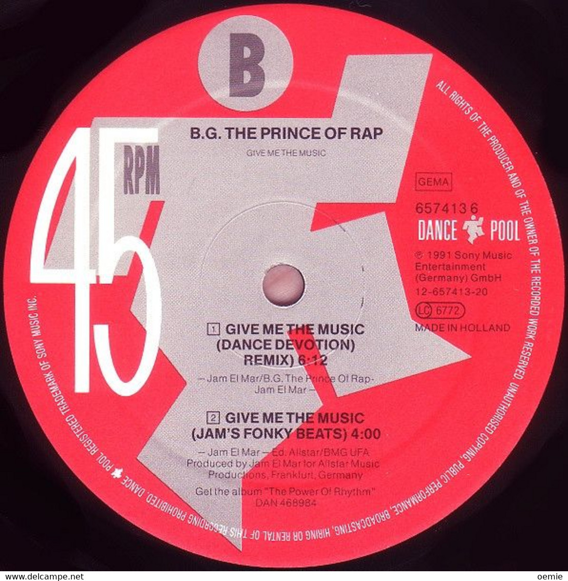 B.G. THE PRINCE OF RAP °°  GIVE ME THE USIC - 45 Rpm - Maxi-Single
