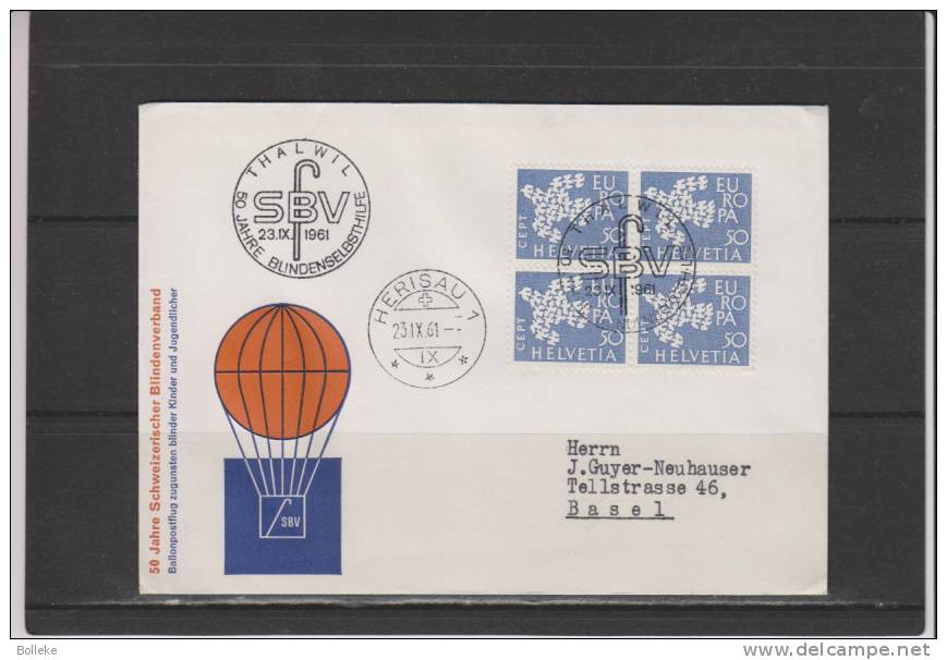 Suisse - Lettre De 1961 - Vol Par Ballon - Europa CEPT - Covers & Documents