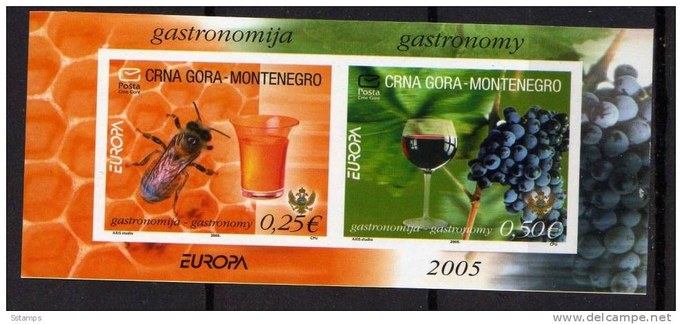 EUROPA CEPT MONTENEGRO 2005  CRNA GORA GASTRONOMIA IMPERFORATE SOUVENIR SHEET NEVER HINGED - 2005