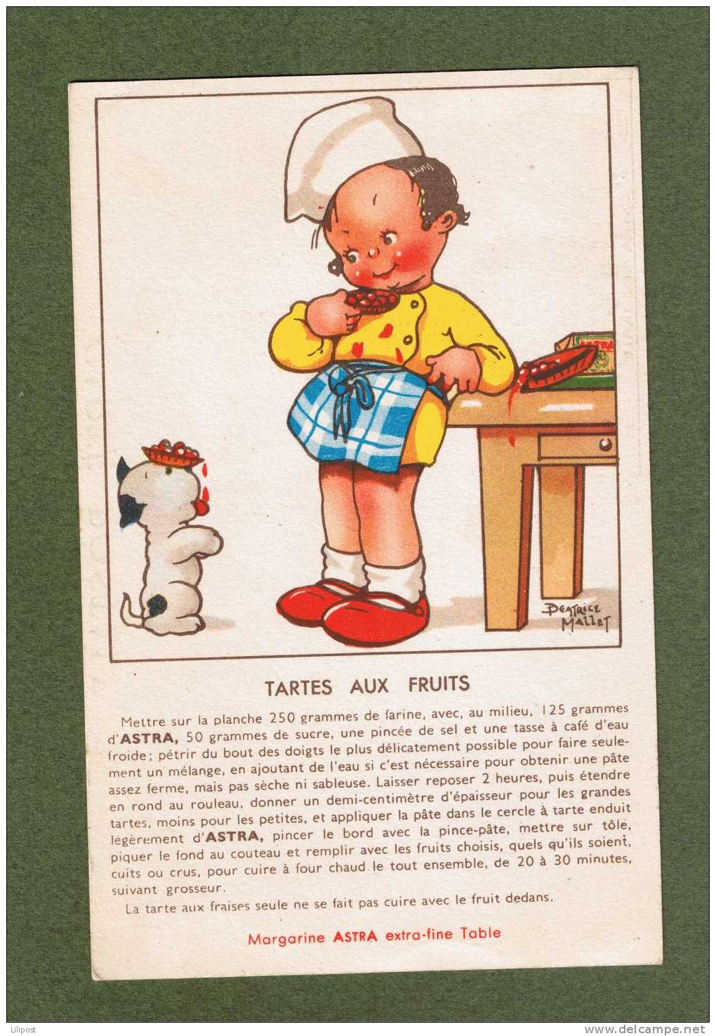 Cp Béatrice Mallet - Tartes Aux Fruits Astra - Enfant, Chien - Mallet, B.