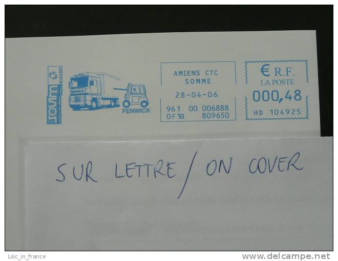 Camion Renault Fenwick 0.48 Amiens Somme - EMA Sur Lettre - Slogan Meter On Cover - LKW