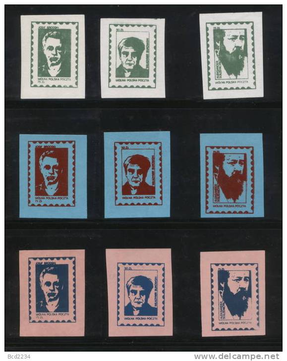 POLAND SOLIDARNOSC DISSIDENT AUTHORS SET OF 9 (SOLID 0275/1022) - Vignette Solidarnosc